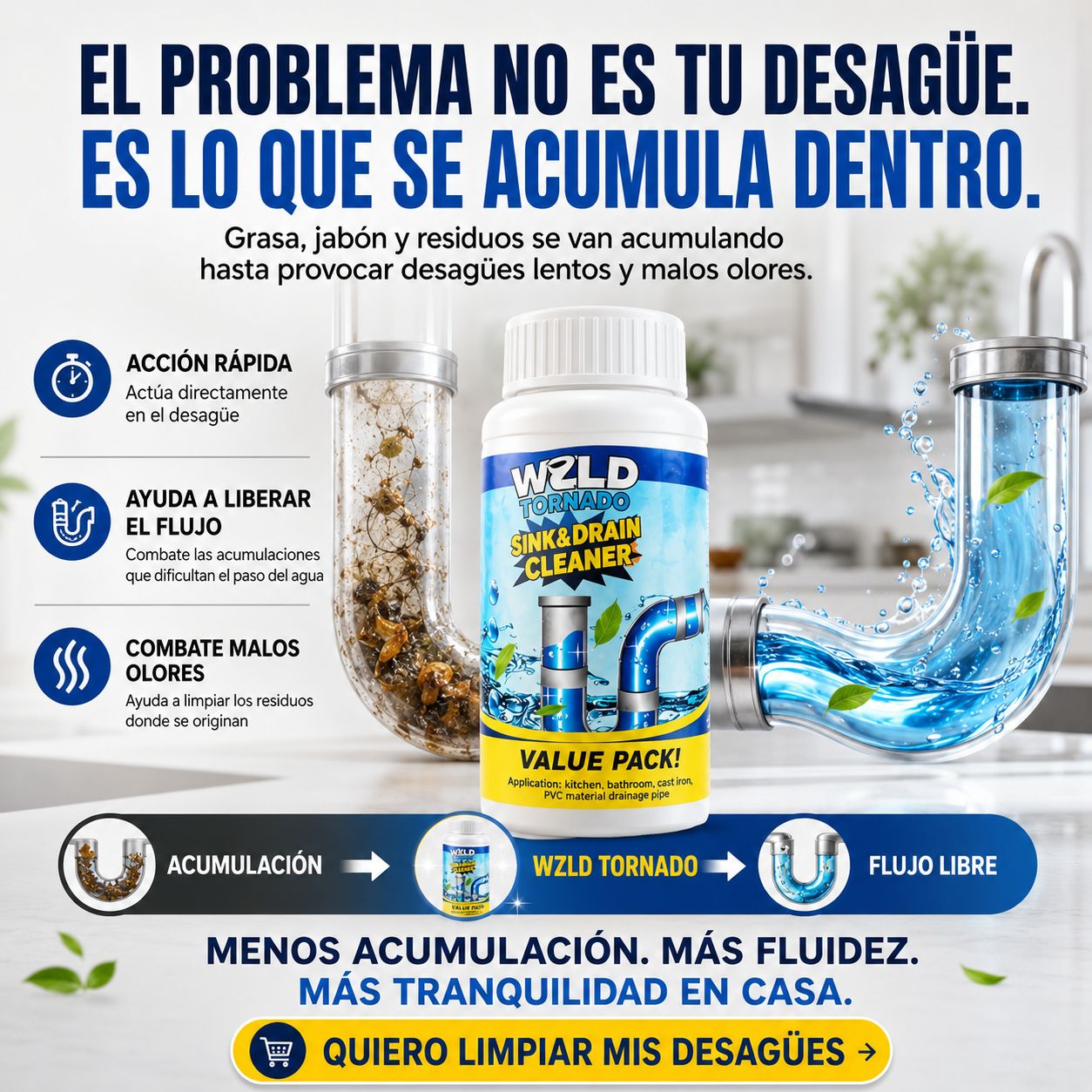 Wild Tornado™ Destapador y Limpiador de Cañerías