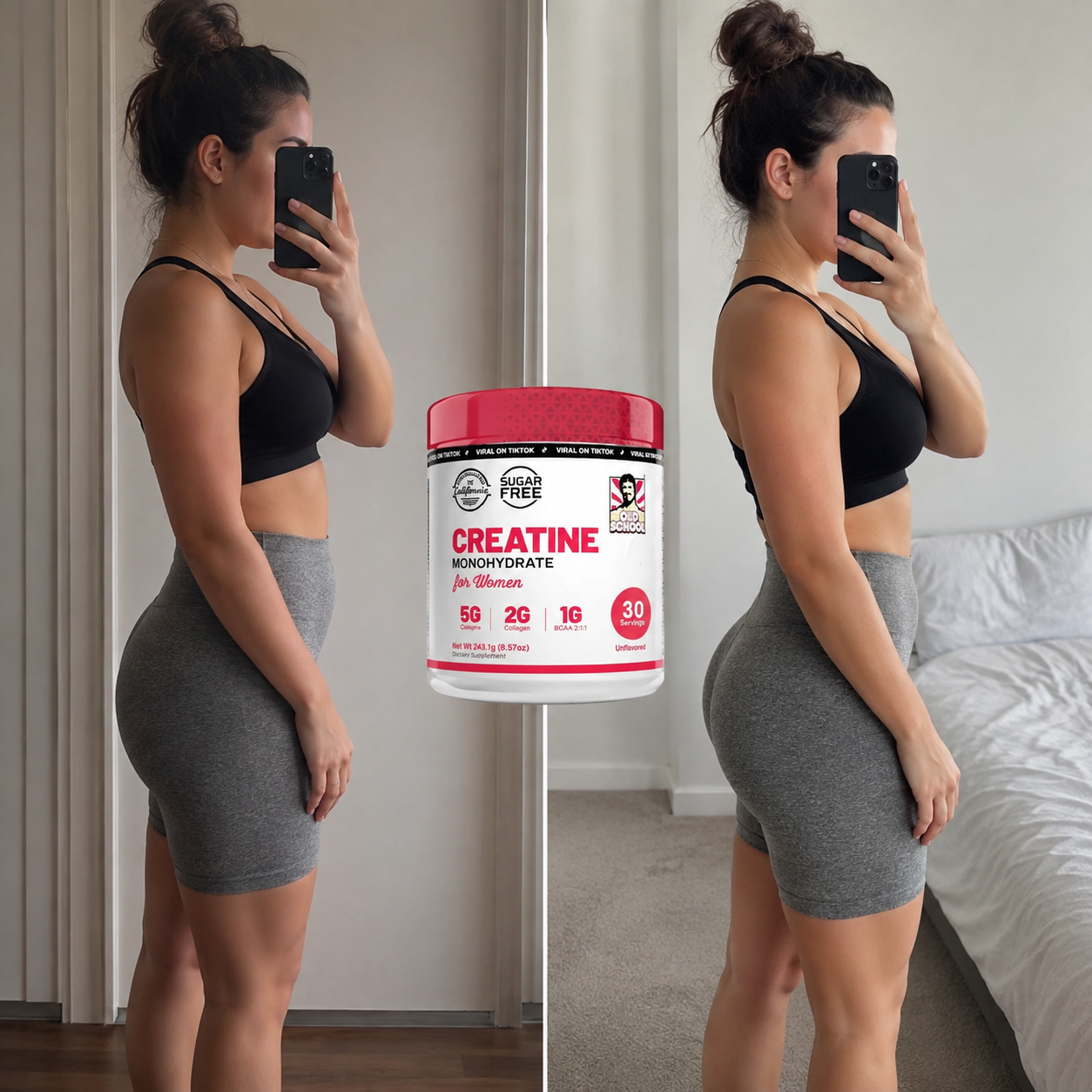Protocolo Fuerza Femenina 30D - Creatina Monohidratada Old School para Mujeres: Fuerza, Energía, Rendimiento y en cada dosis -  Reto Curvas