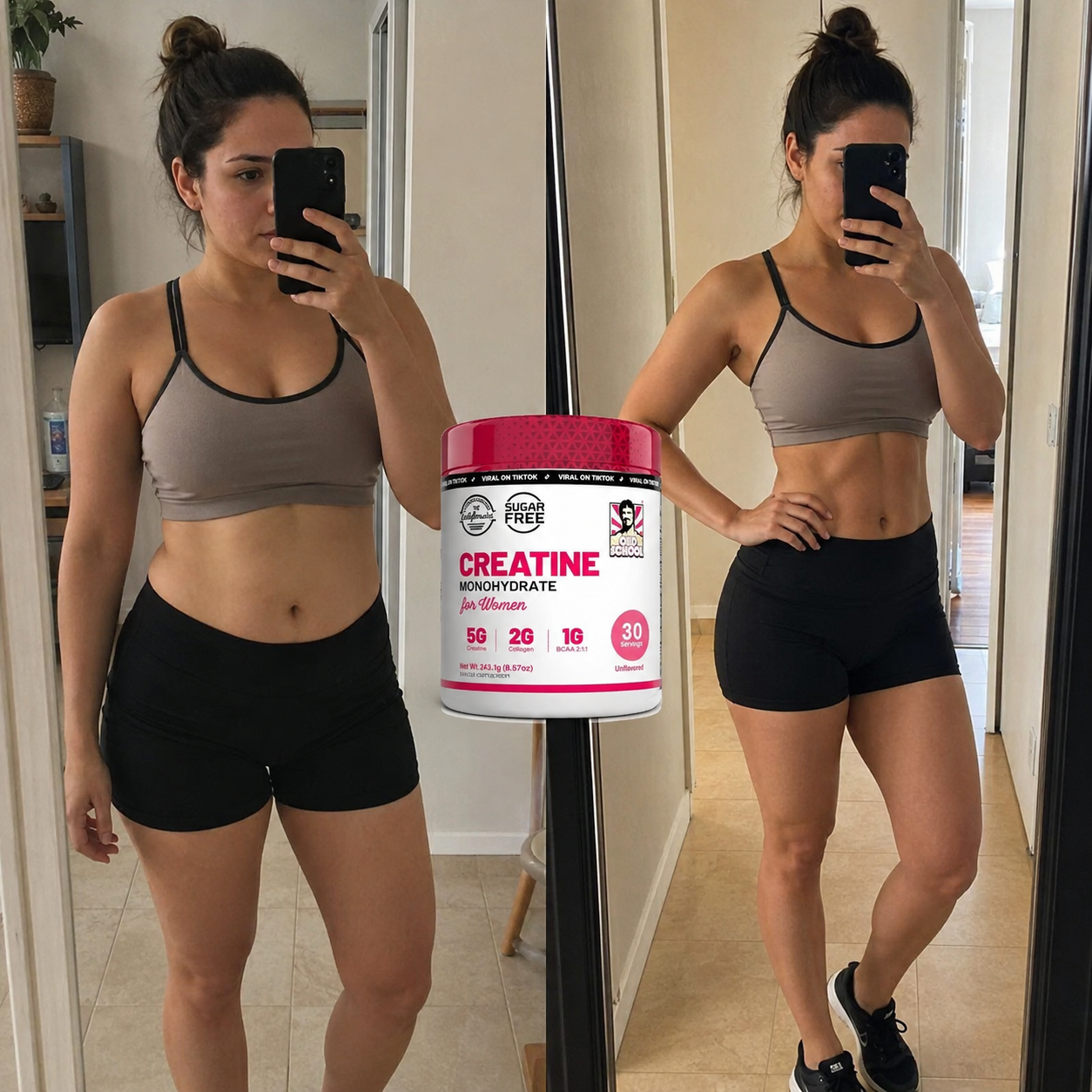 Protocolo Fuerza Femenina 30D - Creatina Monohidratada Old School para Mujeres: Fuerza, Energía, Rendimiento y en cada dosis -  Reto Curvas